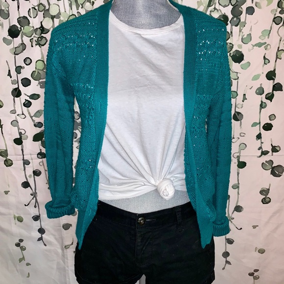 Forever 21 Sweaters - Forever 21 Teal Knit Cardigan